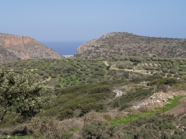 For sale in Crete village land with sea view 