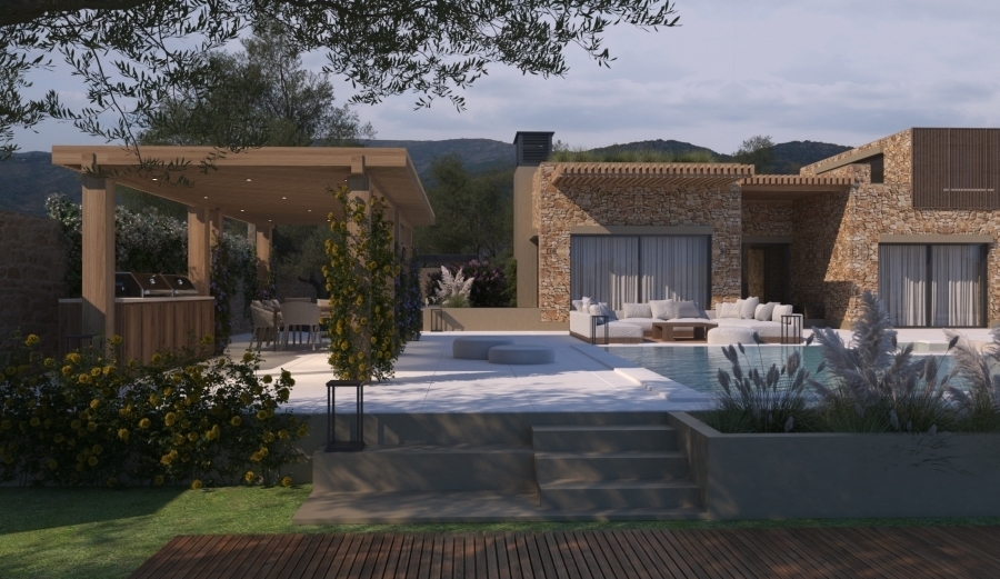 Prime seaview plot with fully approved luxury vlla project in Plaka, Elounda 