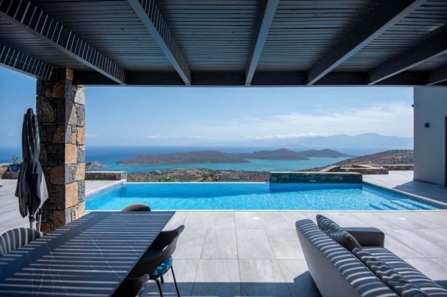 Luxury hillside villa with panoramic sea views of Spinalonga for sale 
