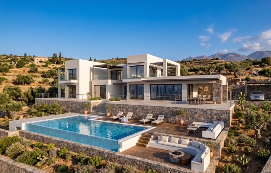 Newly built luxury villa with guest  house for sale in Elounda 