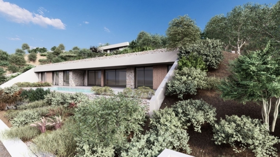 Unfinished earth-sheltered villa for sale with panoramic sea views 